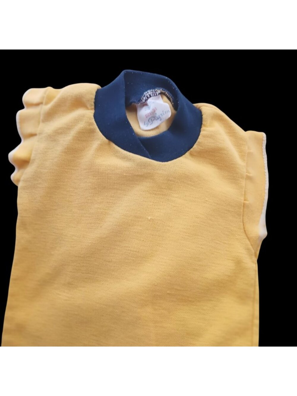 3T Single Stitch True Vintage Girls T-Shirt Pilgrim 1960's Yellow Ringer Collar